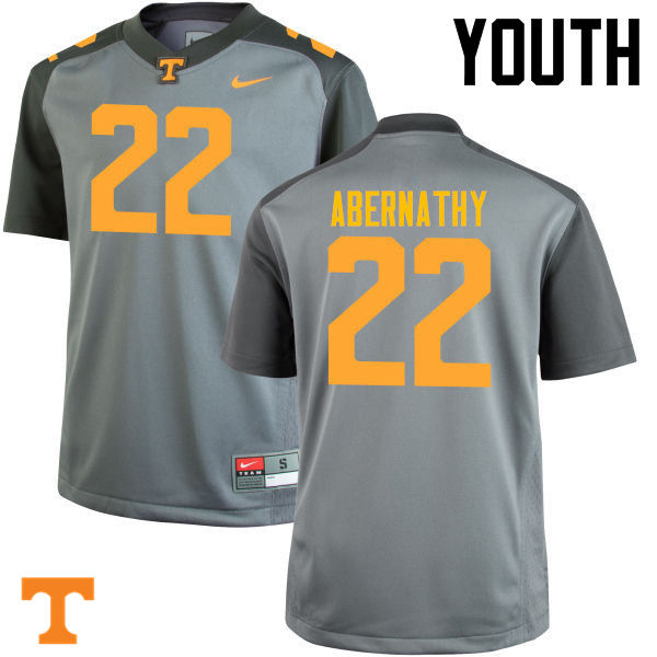Youth #22 Micah Abernathy Tennessee Volunteers College Football Jerseys-Gray